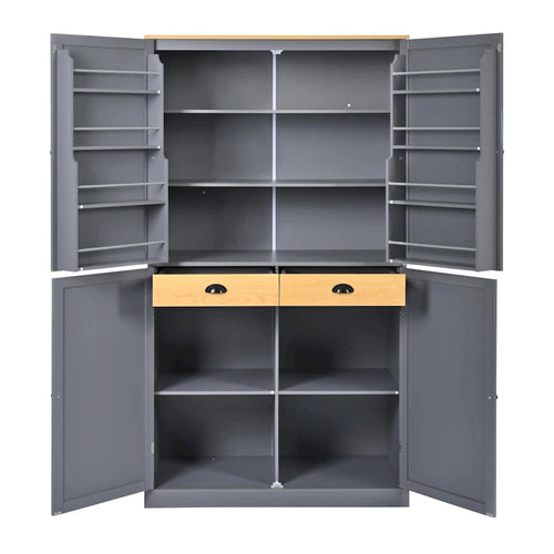 40,2x20x71,3 cm Grande armoire de cuisine sur pied avec 2 tiroirs, 2 étagères réglables et 8 compartiments de porte