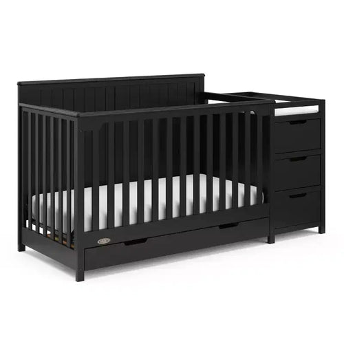 Lit de bébé et table à langer transformable 5-en-1 avec tiroir