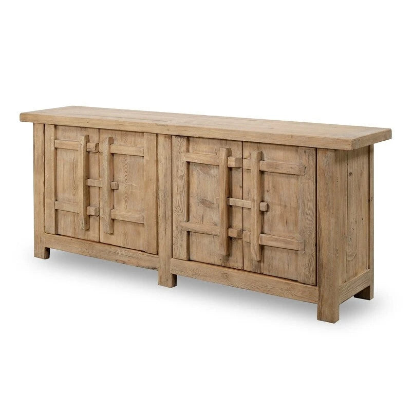 Buffet en bois naturel vieilli - Meuble de rangement minimaliste avec étagères