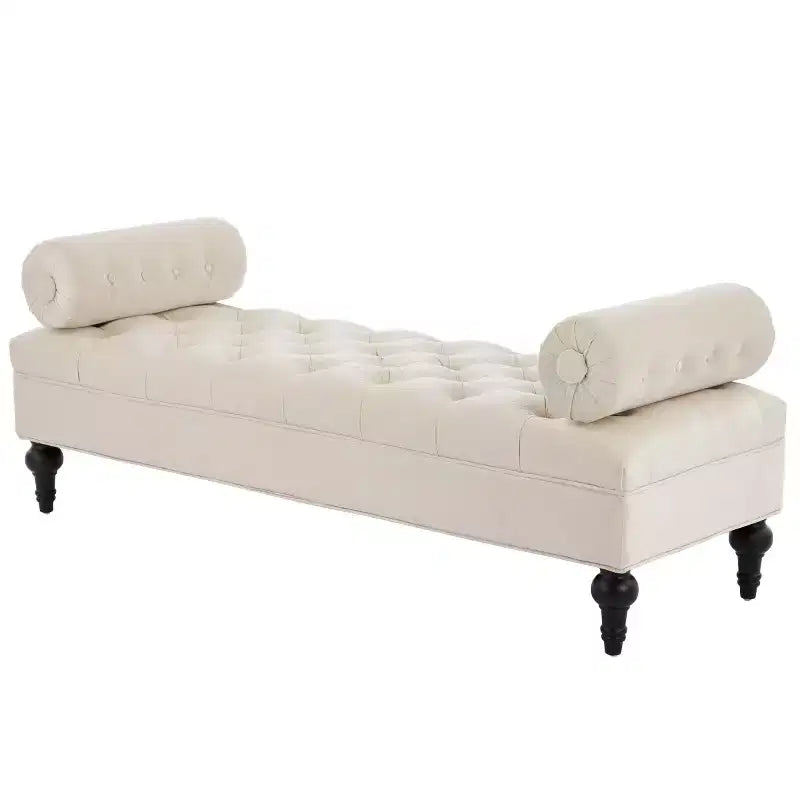 Banc de bout de lit moderne pour chambre à coucher, banc de fenêtre rembourré en velours avec 2 oreillers détachables pour salon ou entrée - Panipeachy