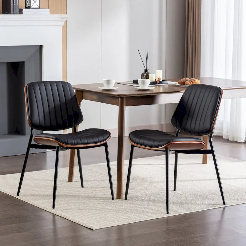 Lot de 2 chaises en similicuir avec pieds en métal
