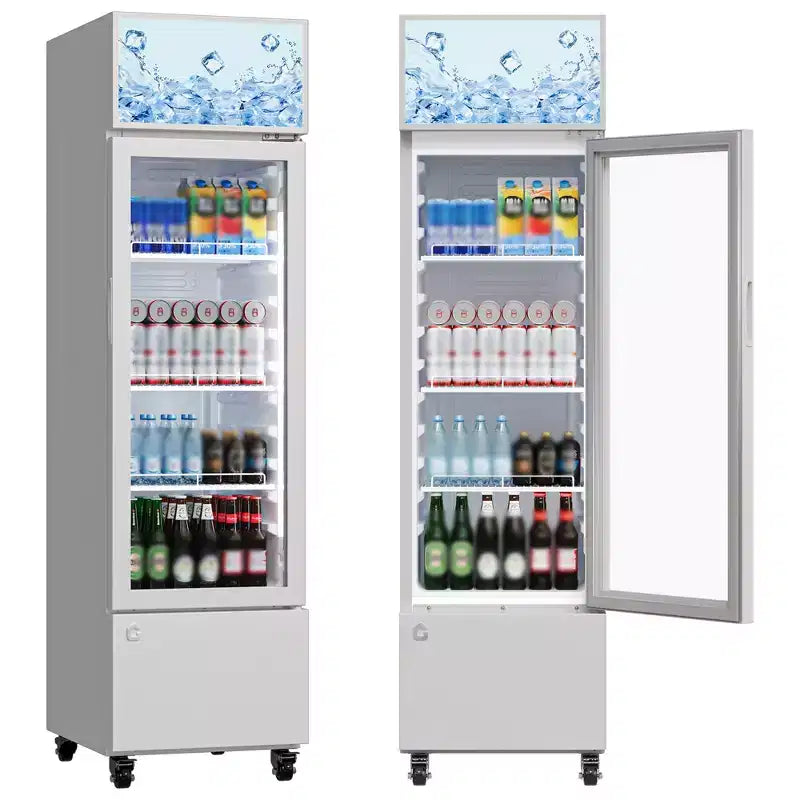 Réfrigérateur à boissons COZONY avec porte vitrée, glacière commerciale de 6,1 pi³ avec boîte lumineuse, sans givre pour bar, restaurant, magasin