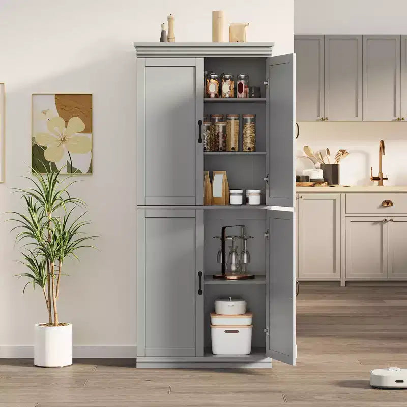 Meuble de rangement de cuisine autoportant, armoire de 178 cm avec portes et étagères réglables