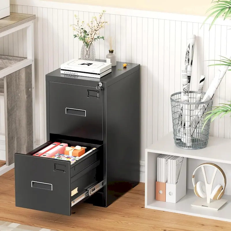 Classeur vertical à 2 tiroirs avec serrure pour le bureau à domicile