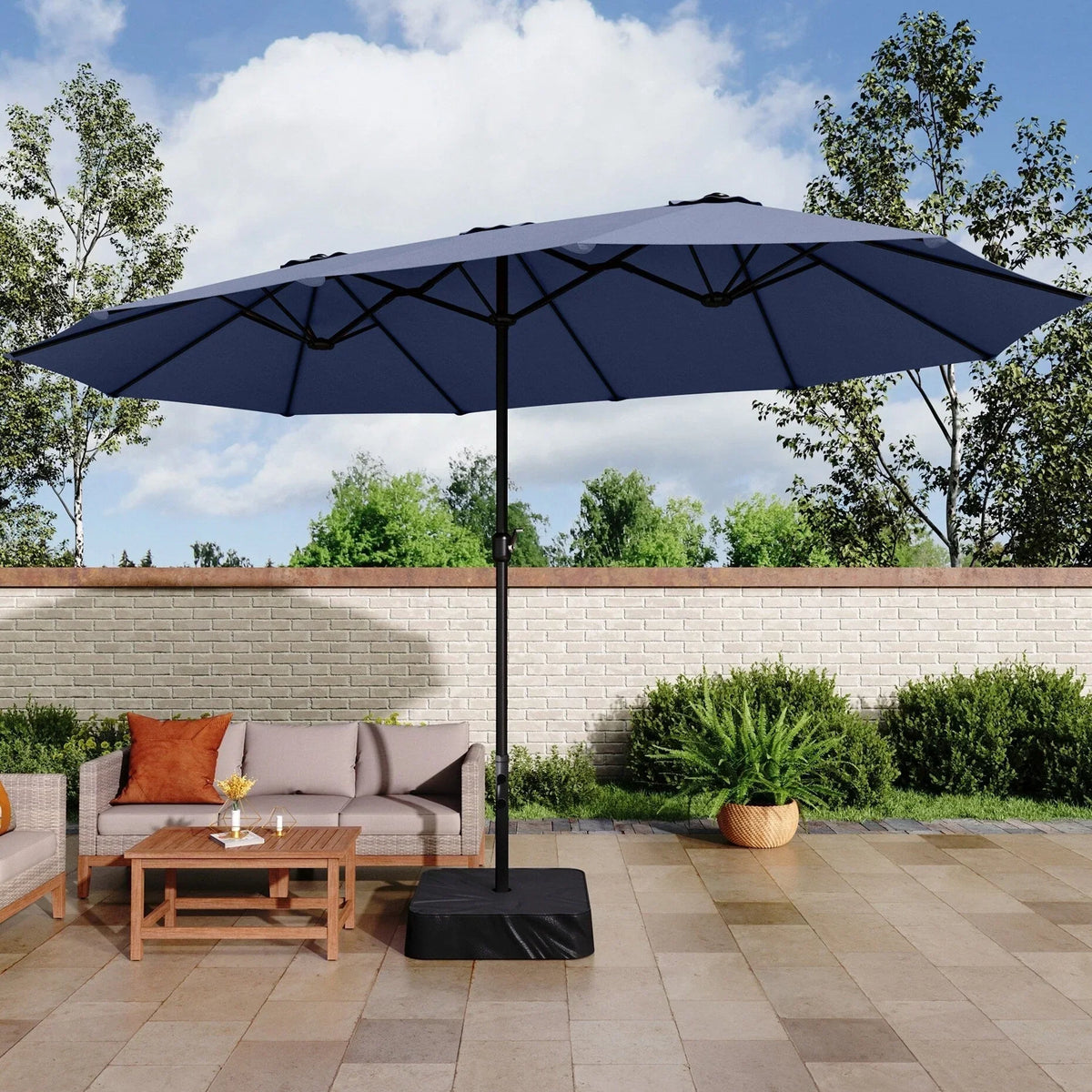 MAISON ARTS Grand Parasol Double Face de 4,5 m avec Base Incluse pour Patio