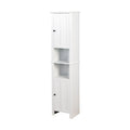 Meuble de rangement haut de salle de bain avec 2 portes et 6 étagères, meuble colonne étroit en bois sur pied