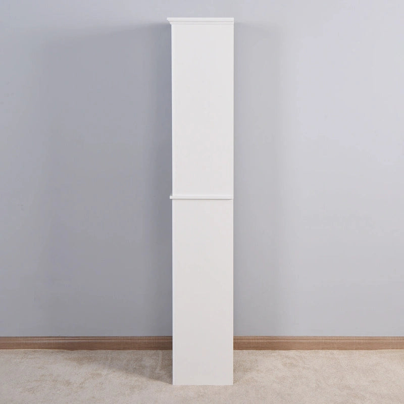 Meuble de rangement haut de salle de bain avec 2 portes et 6 étagères, meuble colonne étroit en bois sur pied