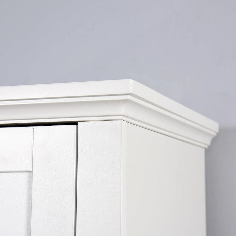Meuble de rangement haut de salle de bain avec 2 portes et 6 étagères, meuble colonne étroit en bois sur pied