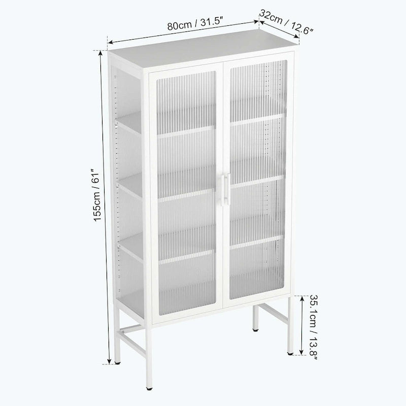 Meuble de rangement à portes vitrées doubles avec étagères réglables