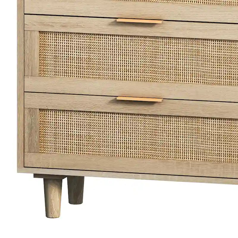 Commode 6 tiroirs en rotin pour chambre et salon