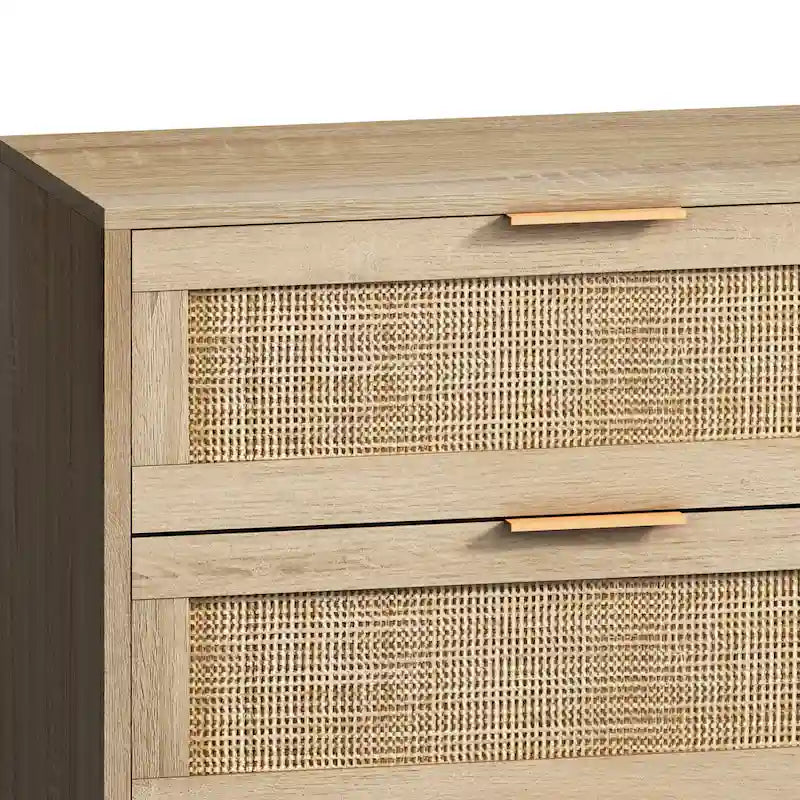 Commode 6 tiroirs en rotin pour chambre et salon