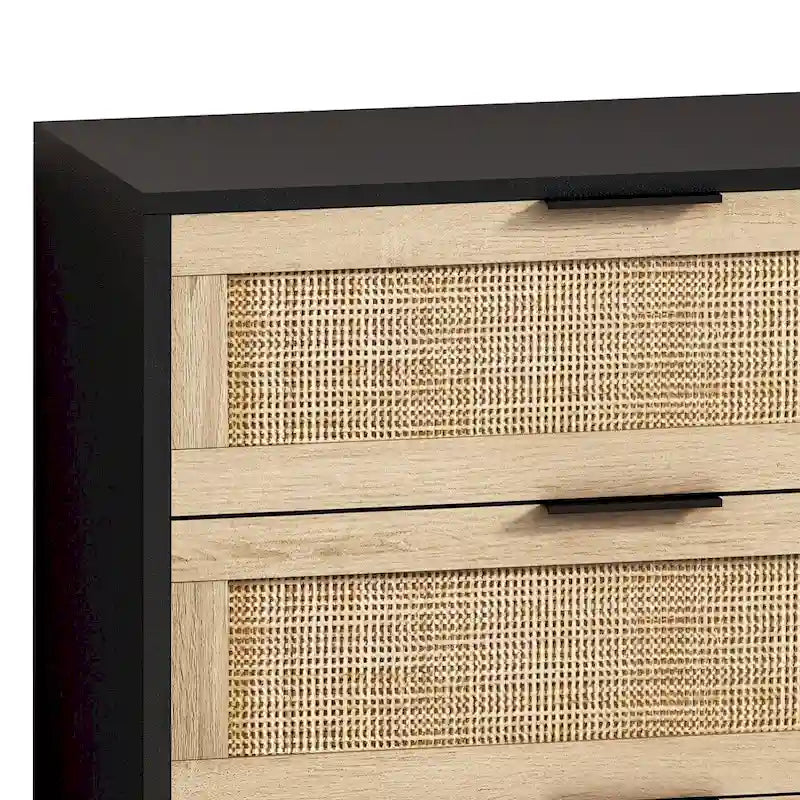 Commode 6 tiroirs en rotin pour chambre et salon