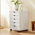 Meuble de Rangement à Roulettes 5 Tiroirs en Bois pour Bureau