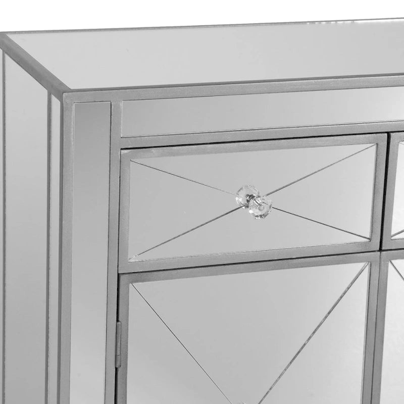 Armoire d'appoint deux portes glamour avec miroirs et strass