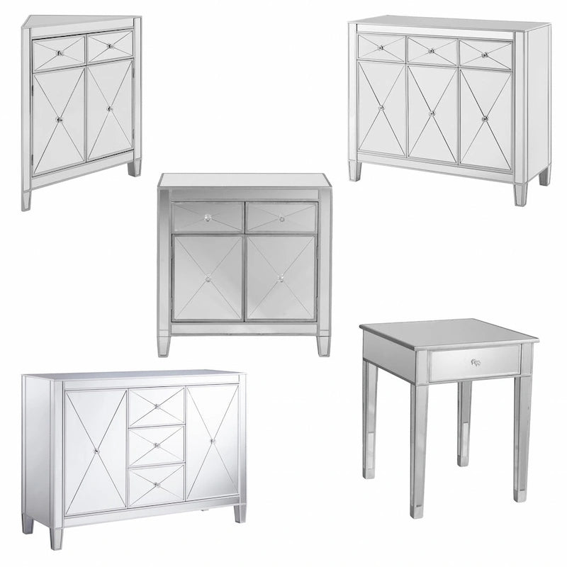 Armoire d'appoint deux portes glamour avec miroirs et strass