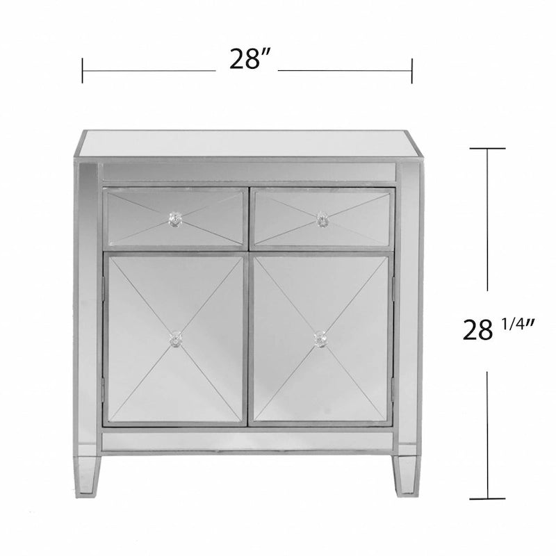 Armoire d'appoint deux portes glamour avec miroirs et strass