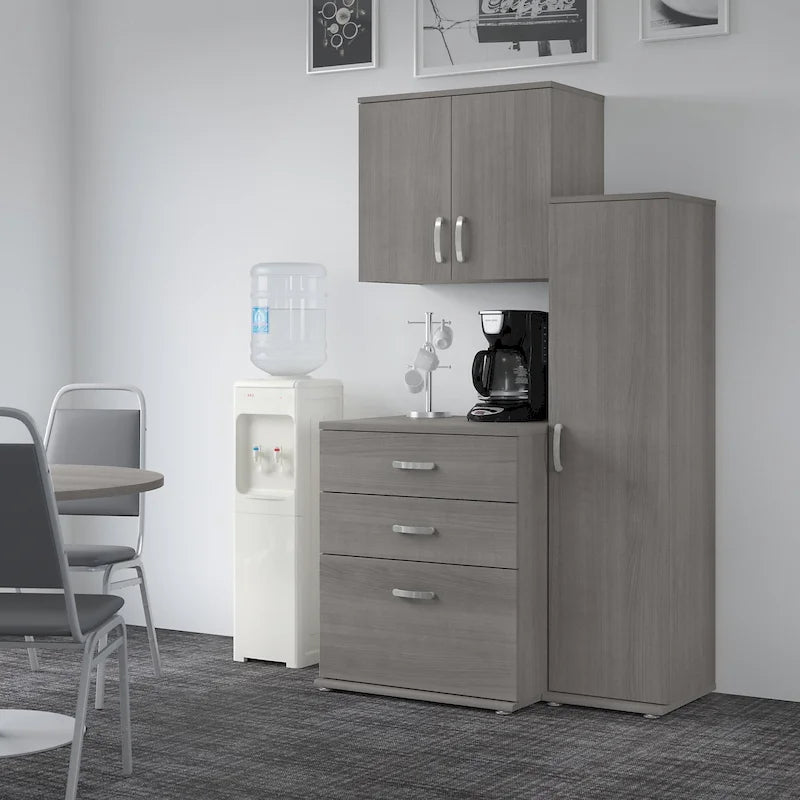 Ensemble de 3 armoires de rangement modulaires avec armoires hautes et étroites à poser au sol et à fixer au mur