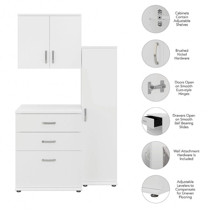 Ensemble de 3 armoires de rangement modulaires avec armoires hautes et étroites à poser au sol et à fixer au mur