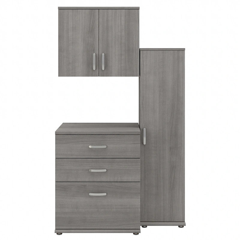 Ensemble de 3 armoires de rangement modulaires avec armoires hautes et étroites à poser au sol et à fixer au mur