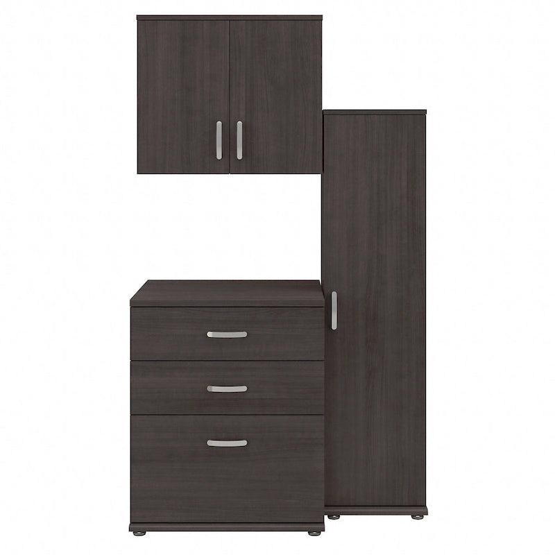 Ensemble de 3 armoires de rangement modulaires avec armoires hautes et étroites à poser au sol et à fixer au mur