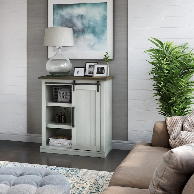 Meuble d'appoint avec porte coulissante de style grange