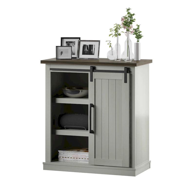 Meuble d'appoint avec porte coulissante de style grange