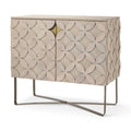 Excelsior Light Brown Solid Wood w/ Gold Iron Base & 2 Door Accent Cabinet