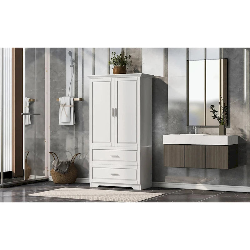 Meuble de Rangement Salle de Bain avec Deux Portes et Deux Tiroirs