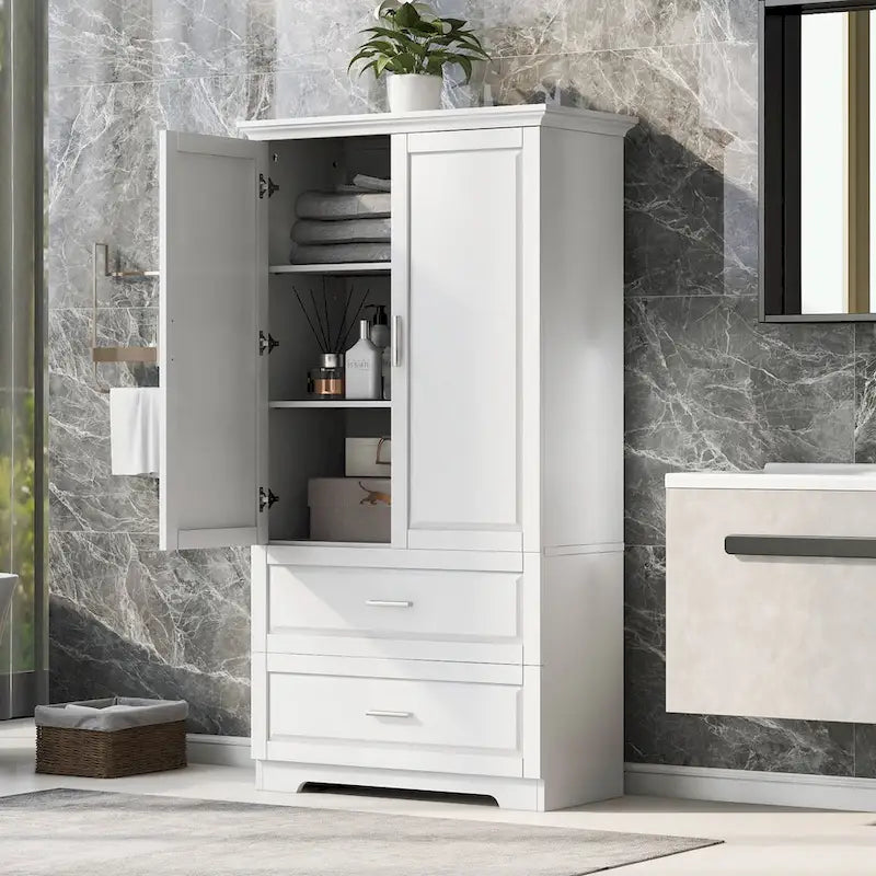 Meuble de Rangement Salle de Bain avec Deux Portes et Deux Tiroirs