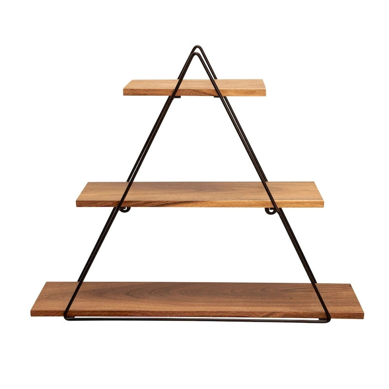 Étagère murale triangulaire en bois noir et marron (25 unités)
