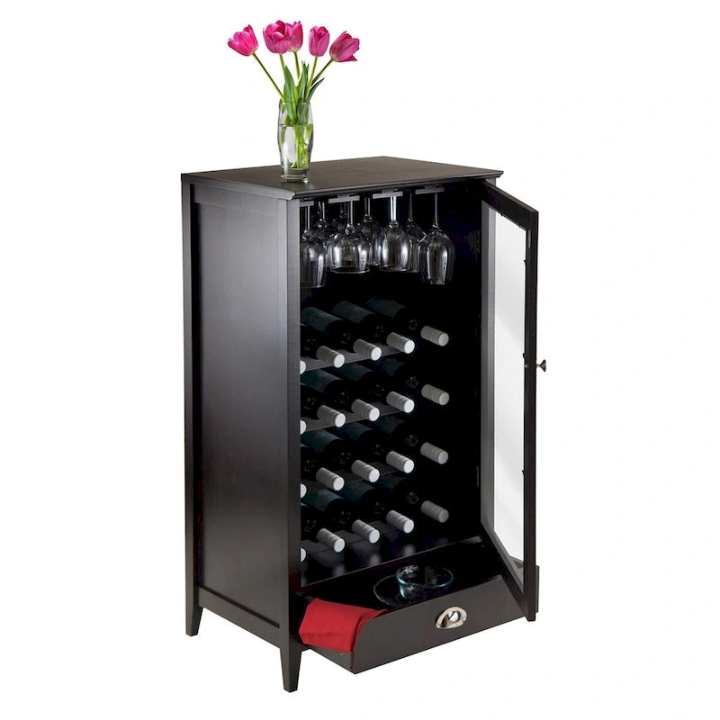 Meuble à vin modulaire Espresso avec range-verres et support à pieds de verre