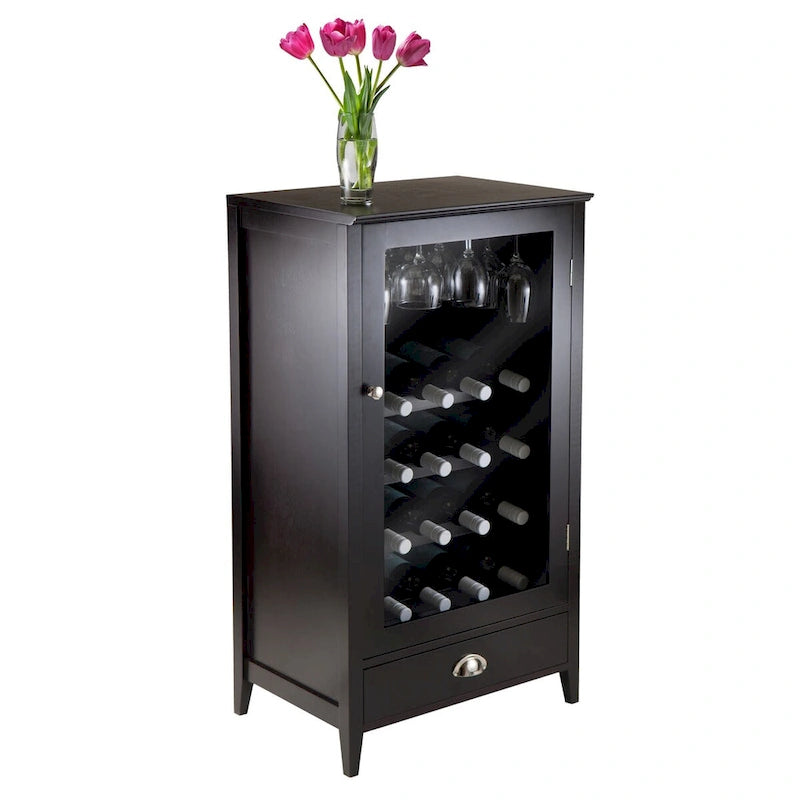 Meuble à vin modulaire Espresso avec range-verres et support à pieds de verre