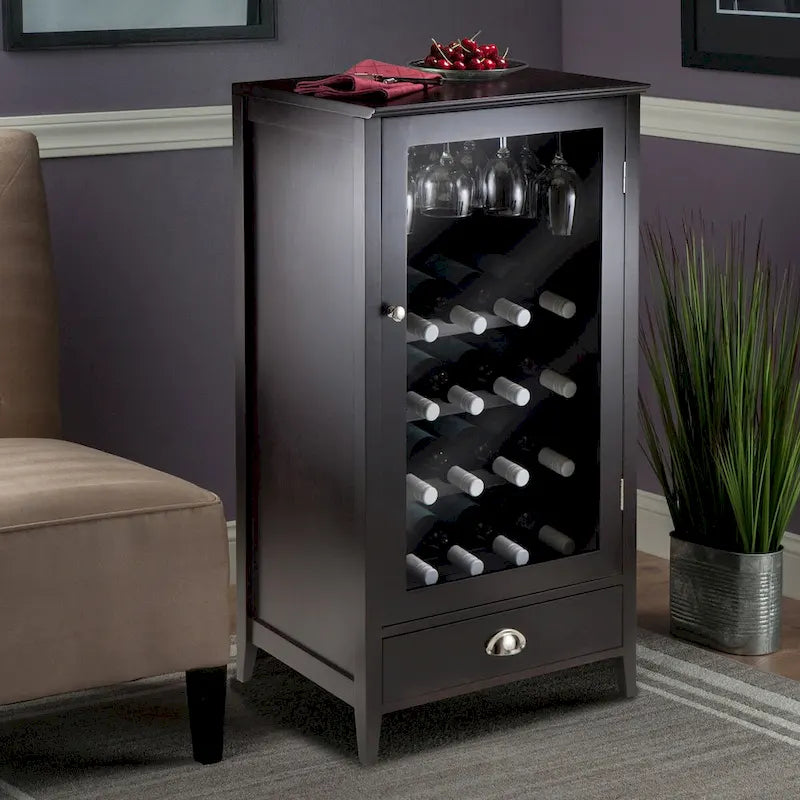 Meuble à vin modulaire Espresso avec range-verres et support à pieds de verre