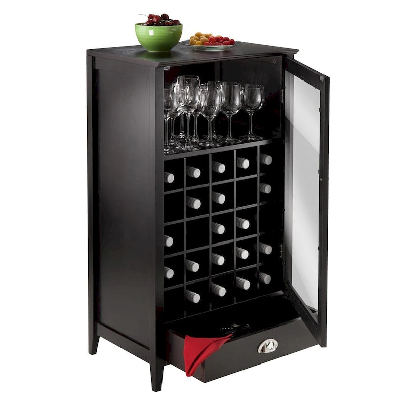 Meuble à vin modulaire Espresso avec range-verres et support à pieds de verre