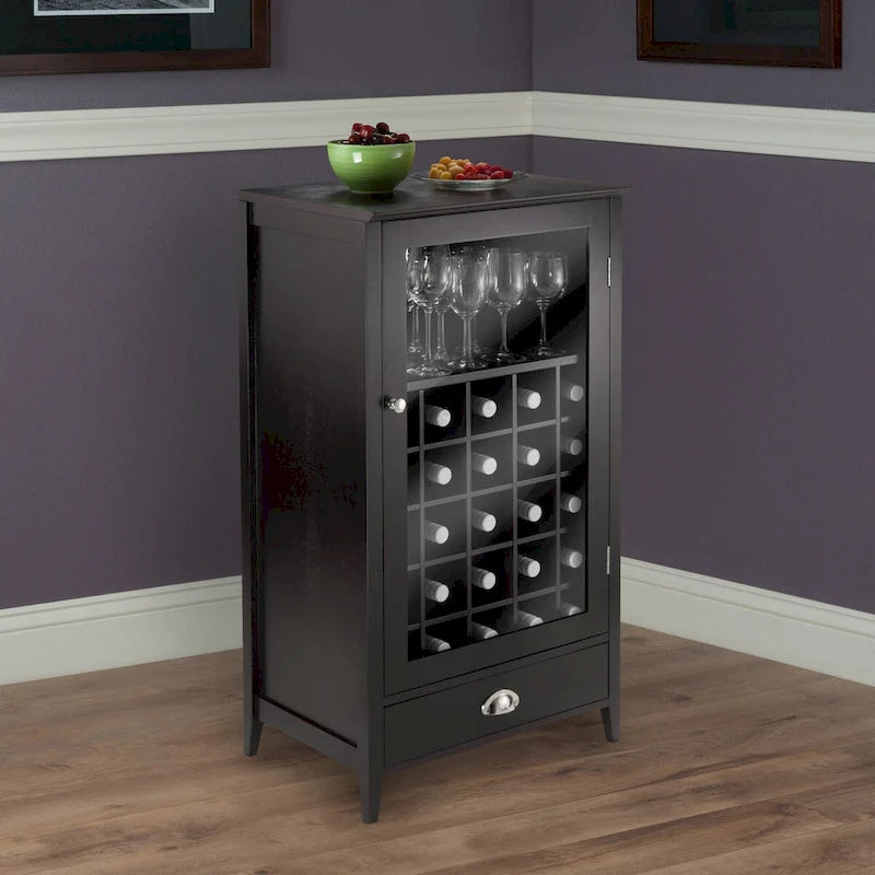 Meuble à vin modulaire Espresso avec range-verres et support à pieds de verre
