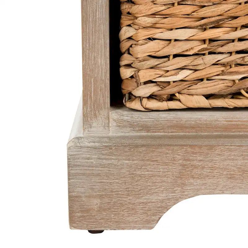 Meuble de rangement haut avec panier tressé et tablette coulissante