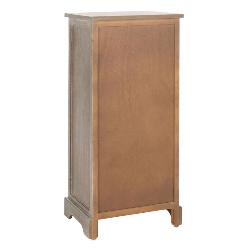 Meuble de rangement haut avec panier tressé et tablette coulissante