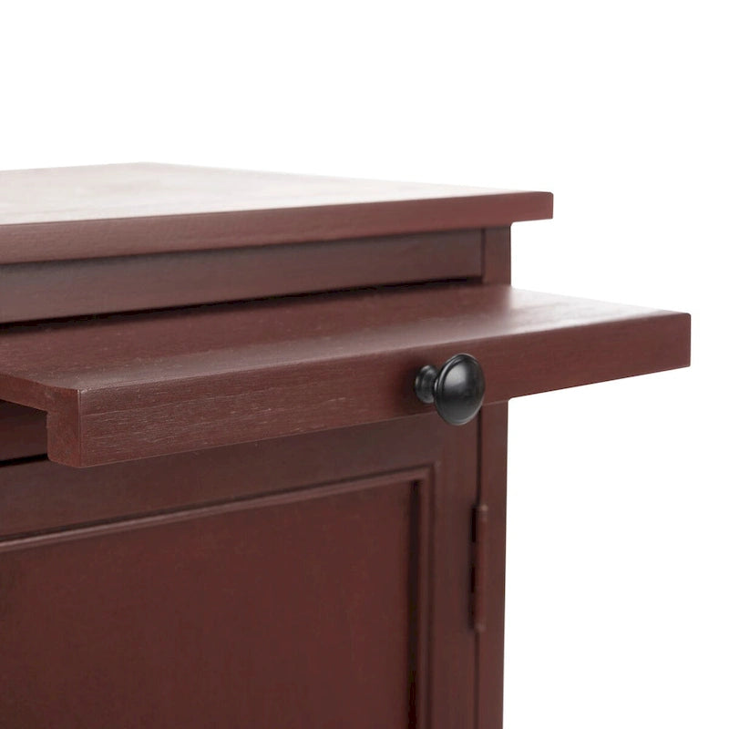 Meuble de rangement haut avec panier tressé et tablette coulissante
