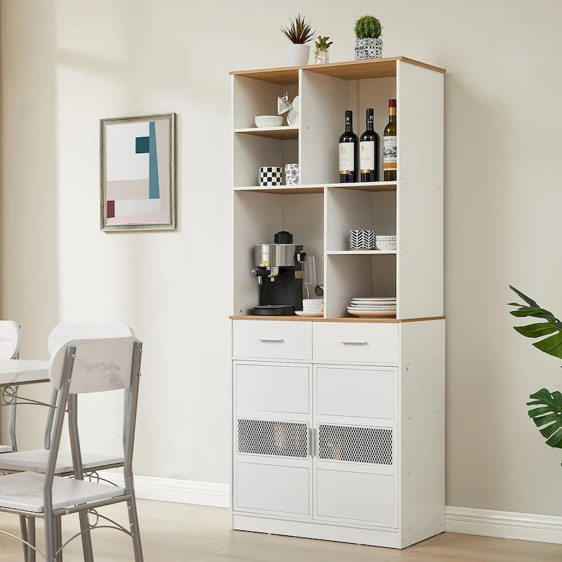 Buffet de cuisine autoportant avec armoire de rangement et grand placard
