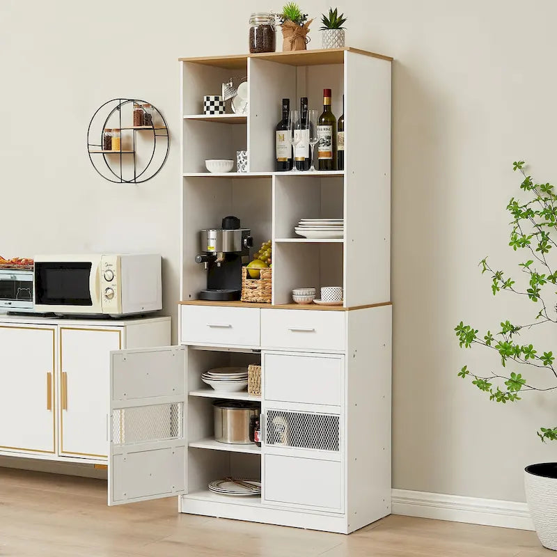 Buffet de cuisine autoportant avec armoire de rangement et grand placard