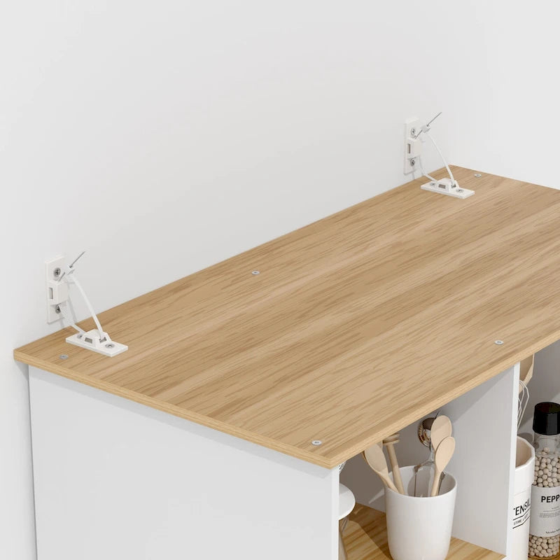 Buffet de cuisine autoportant avec armoire de rangement et grand placard