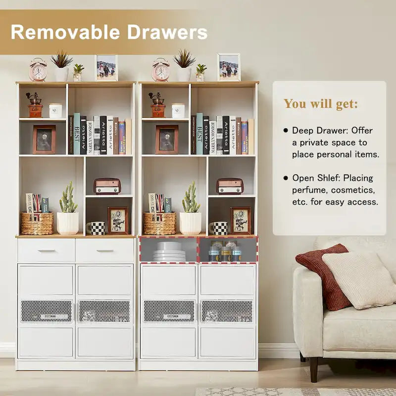Buffet de cuisine autoportant avec armoire de rangement et grand placard
