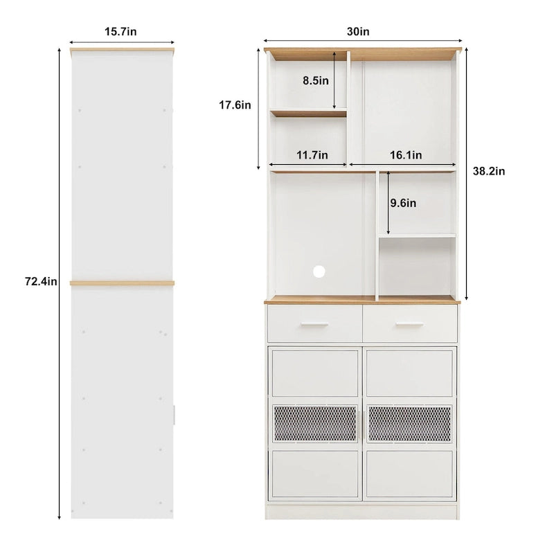 Buffet de cuisine autoportant avec armoire de rangement et grand placard
