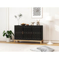 Buffet de rangement à 3 portes avec étagère réglable Noir doré antique