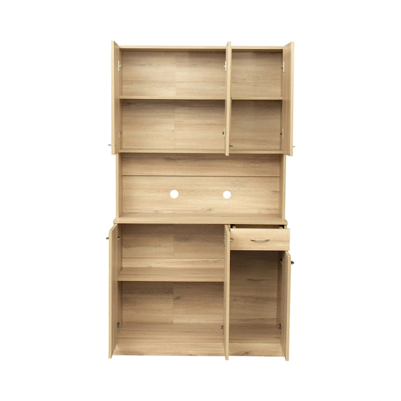 Armoire de chambre de 179,9 cm de haut avec 6 portes, 1 étagère ouverte et 1 tiroir