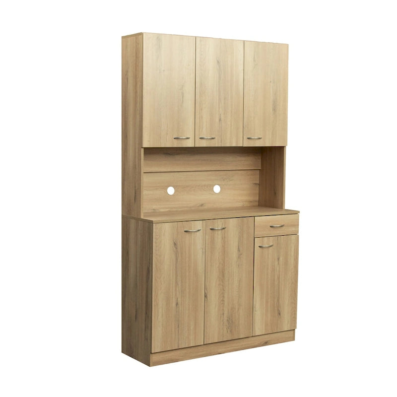 Armoire de chambre de 179,9 cm de haut avec 6 portes, 1 étagère ouverte et 1 tiroir