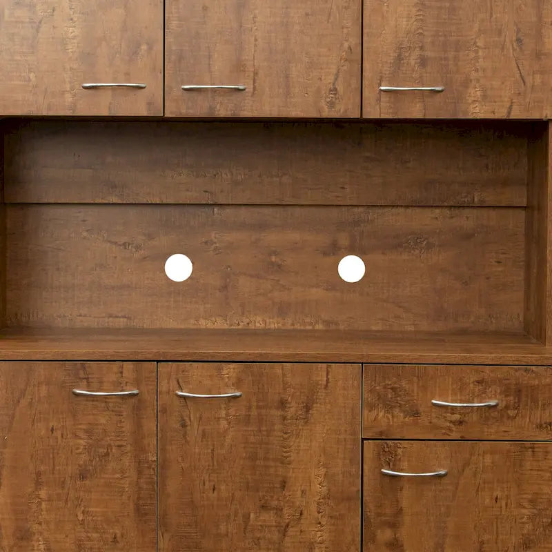 Armoire de chambre de 179,9 cm de haut avec 6 portes, 1 étagère ouverte et 1 tiroir