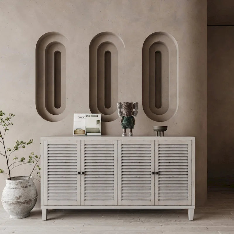 Buffet bahut en bois à 4 portes avec étagères réglables