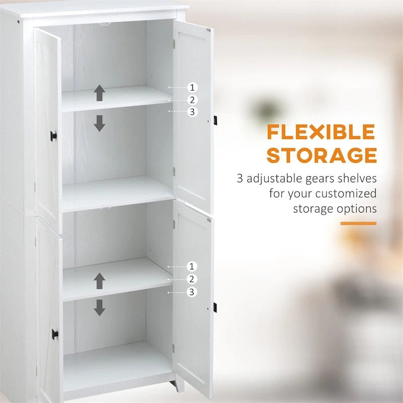 Meuble de rangement de cuisine autoportant avec portes et étagères réglables