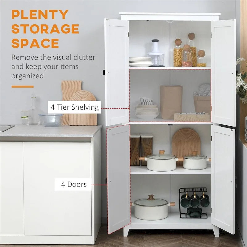 Meuble de rangement de cuisine autoportant avec portes et étagères réglables